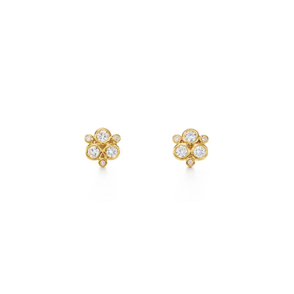 Temple St. Clair 18k Yellow Gold Small Diamond Trio Stud Earrings